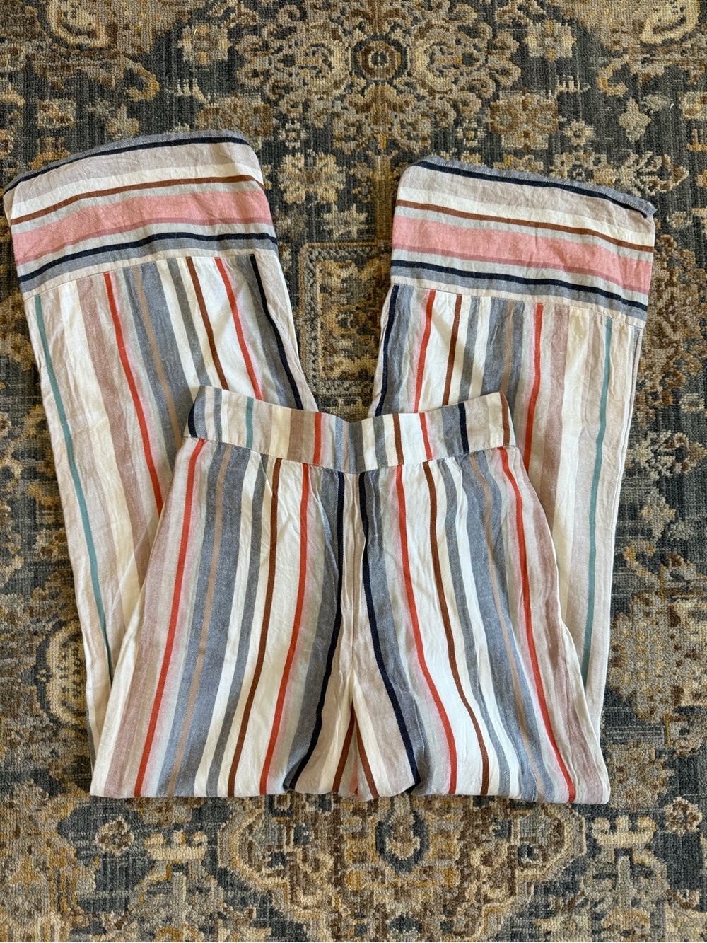 Express Multicolor Vertical-Stripe Wide-Leg Pants